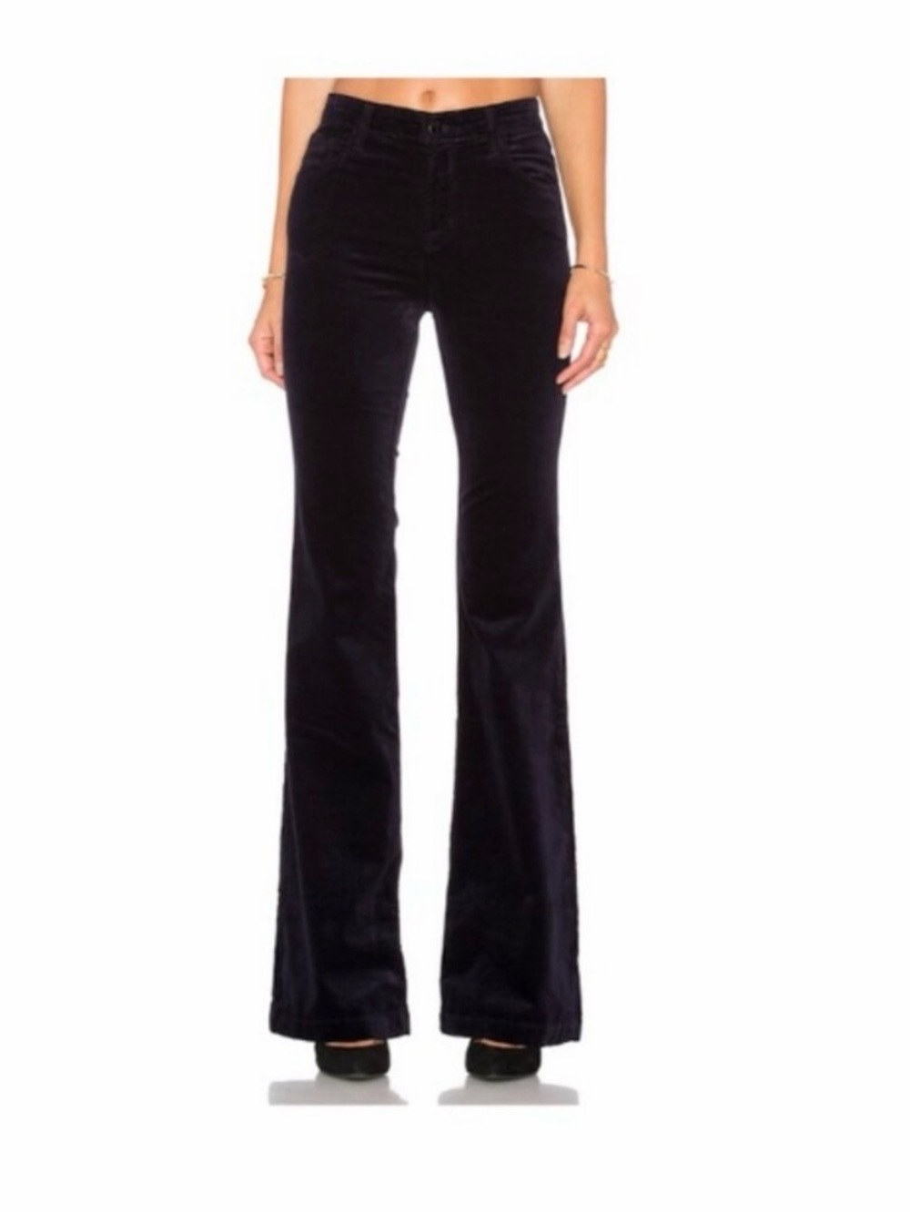J Brand Black Velvet Flare Pants, Size 26